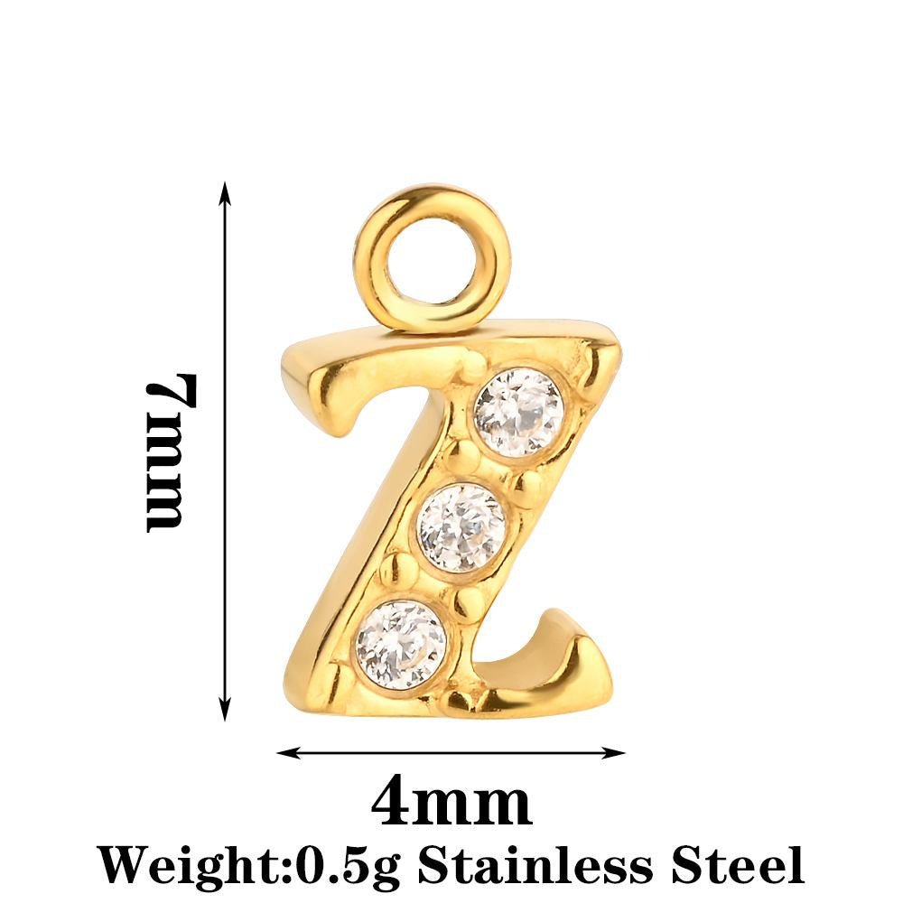 Letter Pendant Made Of 304 Stainless Steel With Rhinestones, Electroplated Finish In Steel Color For Commute Jewelry Accessories