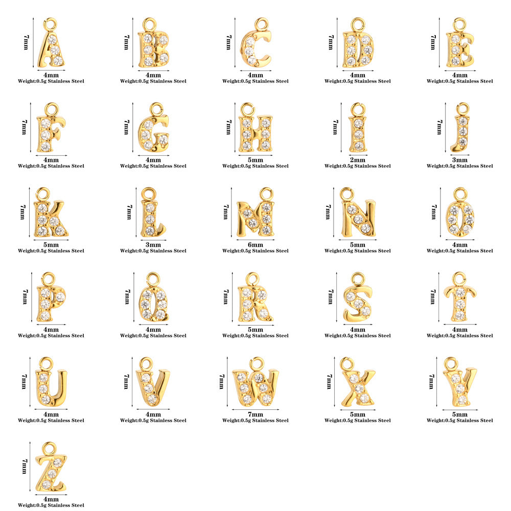 Letter Pendant Made Of 304 Stainless Steel With Rhinestones, Electroplated Finish In Steel Color For Commute Jewelry Accessories