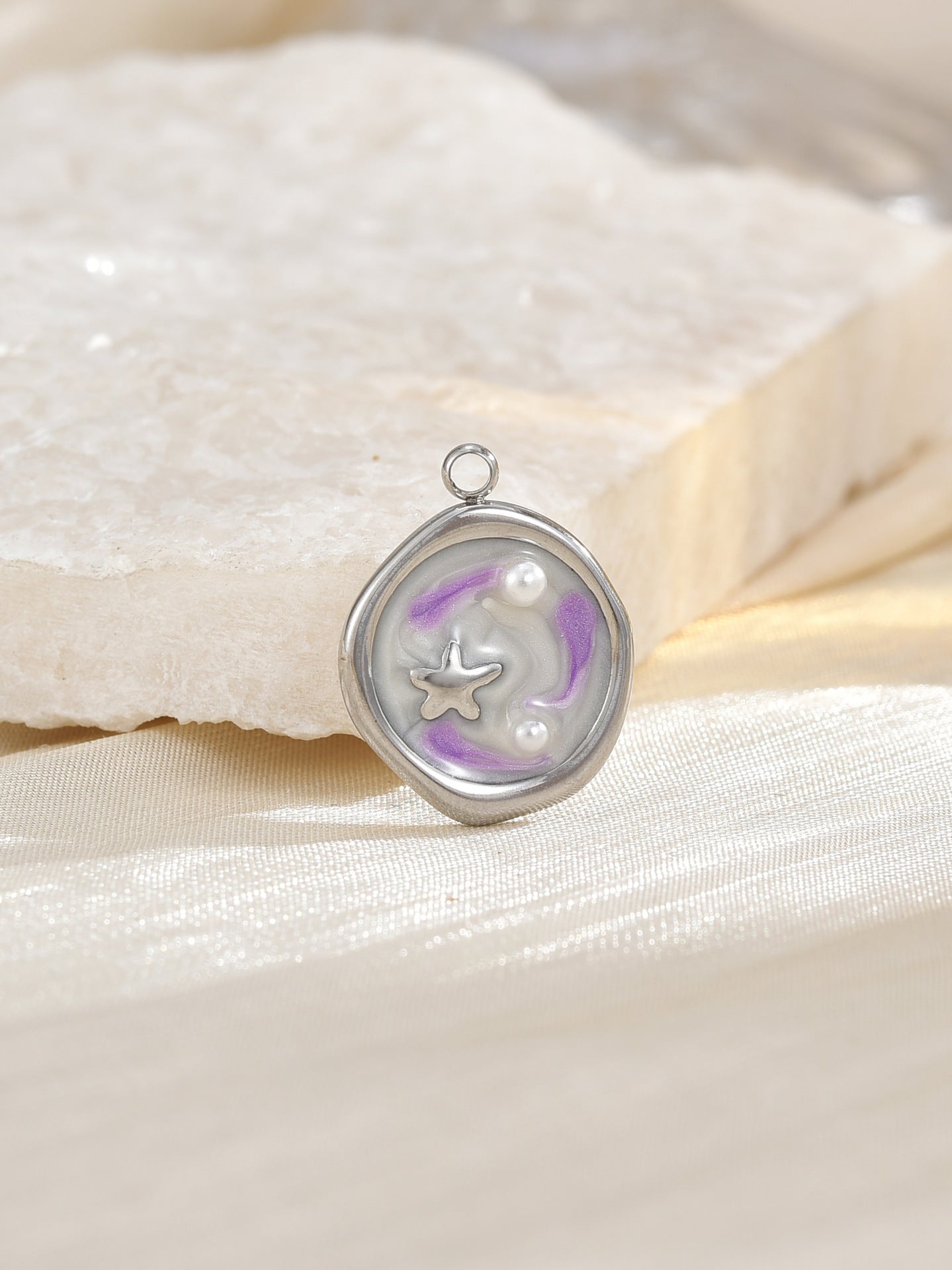Ocean Metal Pendant With Enamel Craft In Marine Style, Gold Jewelry Accessories