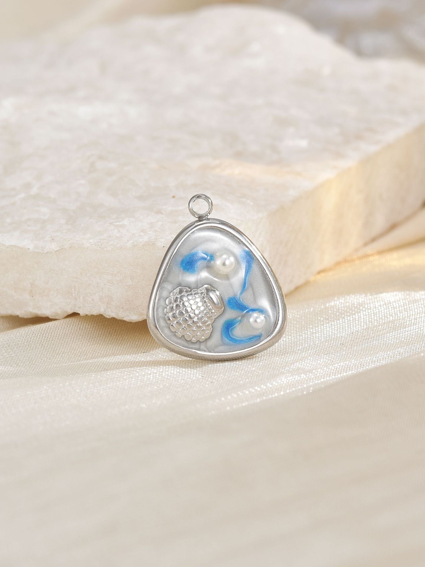 Ocean Metal Pendant With Enamel Craft In Marine Style, Gold Jewelry Accessories