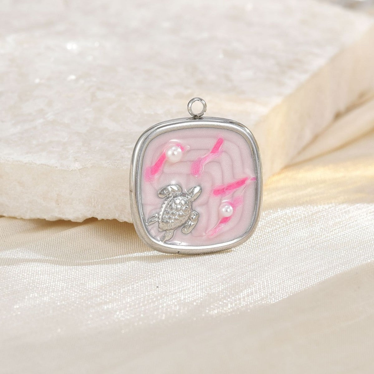 Ocean Metal Pendant With Enamel Craft In Marine Style, Gold Jewelry Accessories