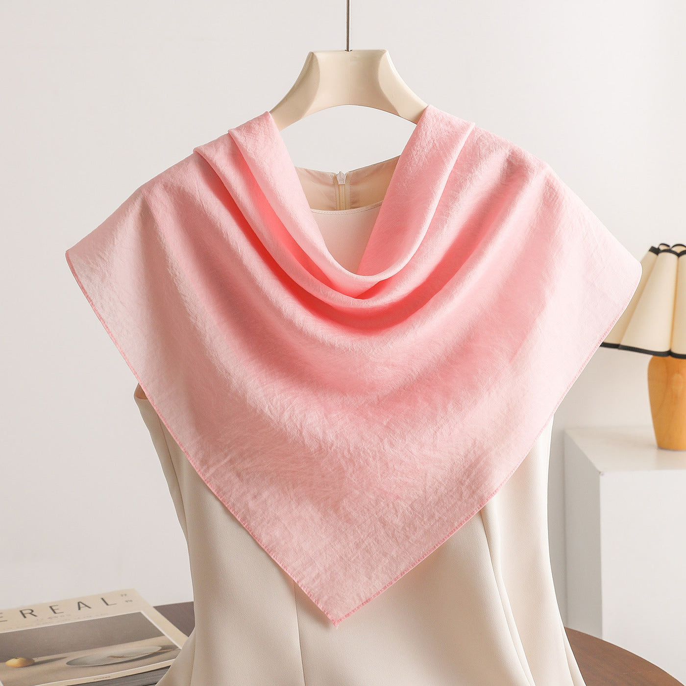 Commute Bandana In White Artificial Fiber, Summer Silk Scarf For Stylish Comfort