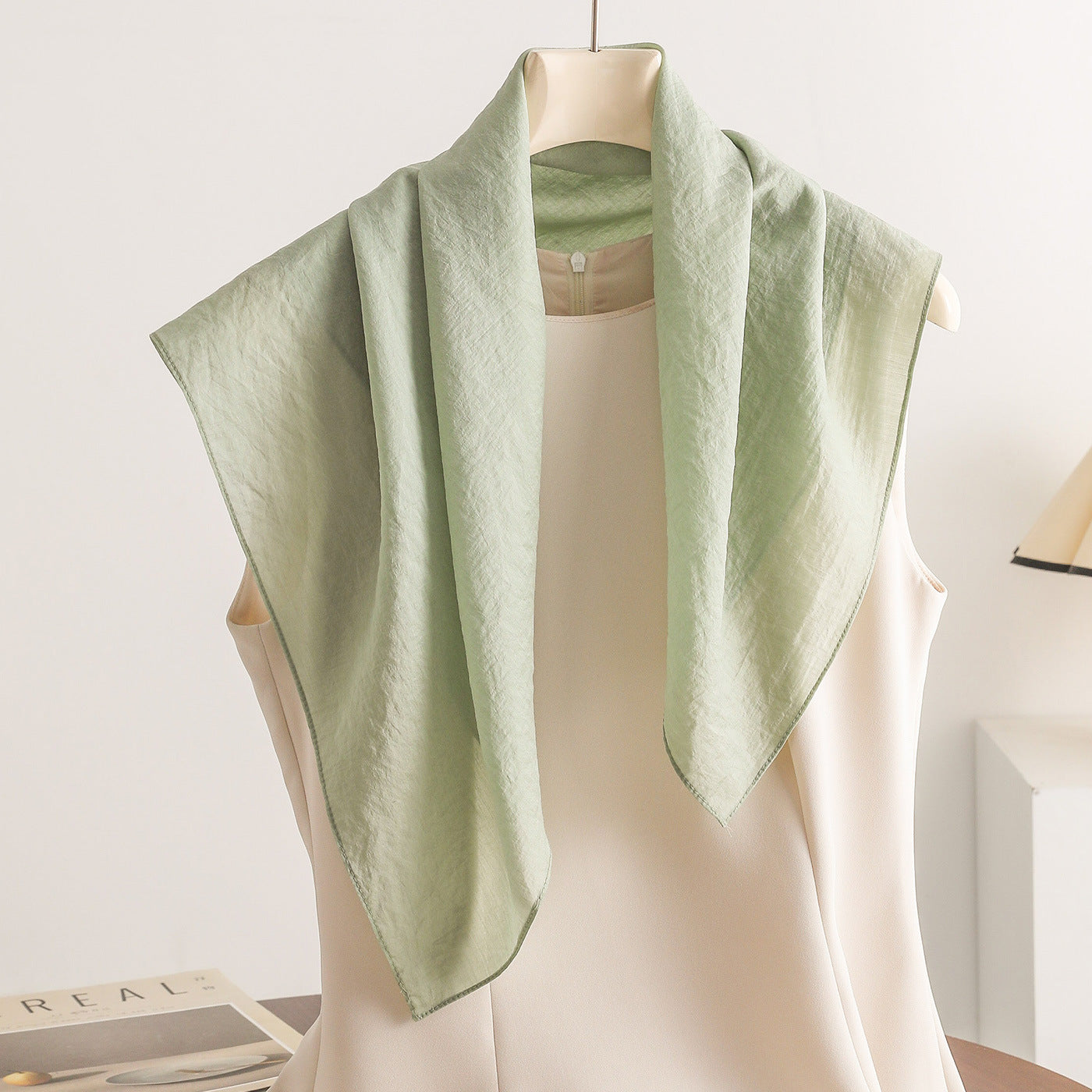 Commute Bandana In White Artificial Fiber, Summer Silk Scarf For Stylish Comfort