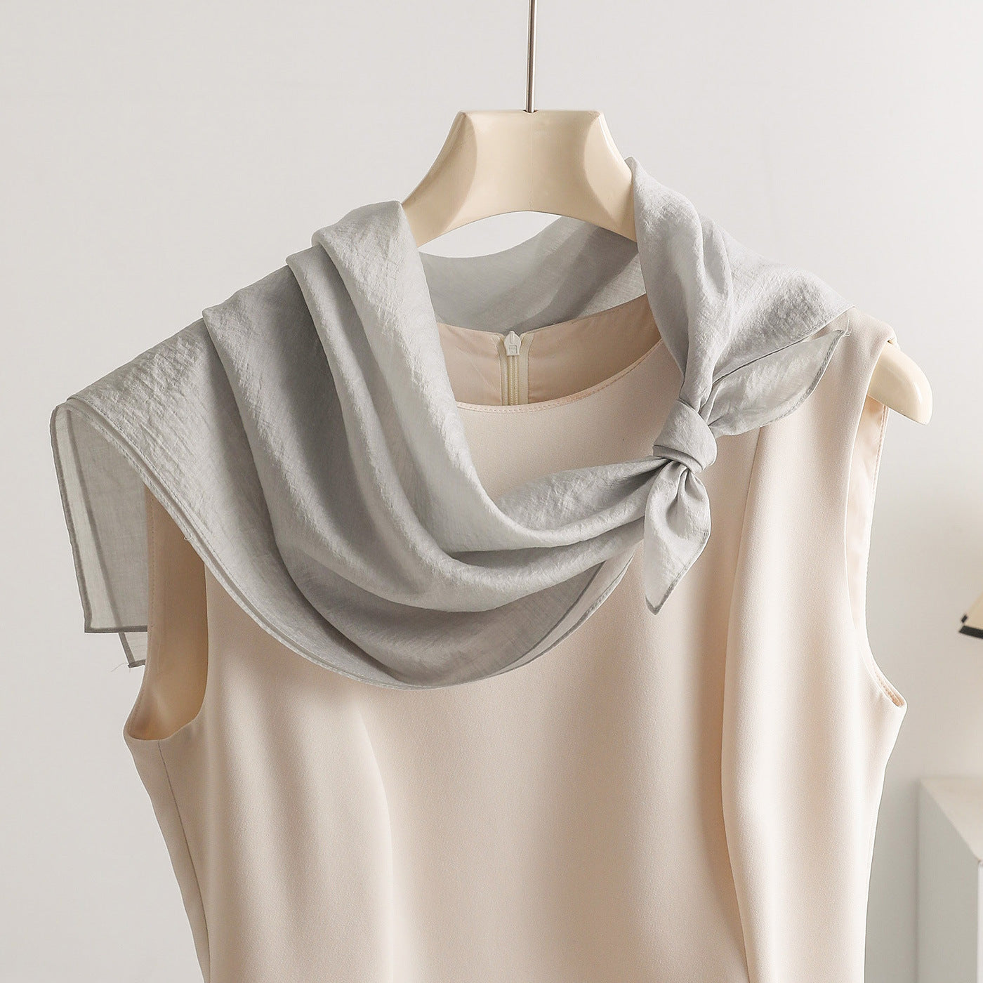 Commute Bandana In White Artificial Fiber, Summer Silk Scarf For Stylish Comfort