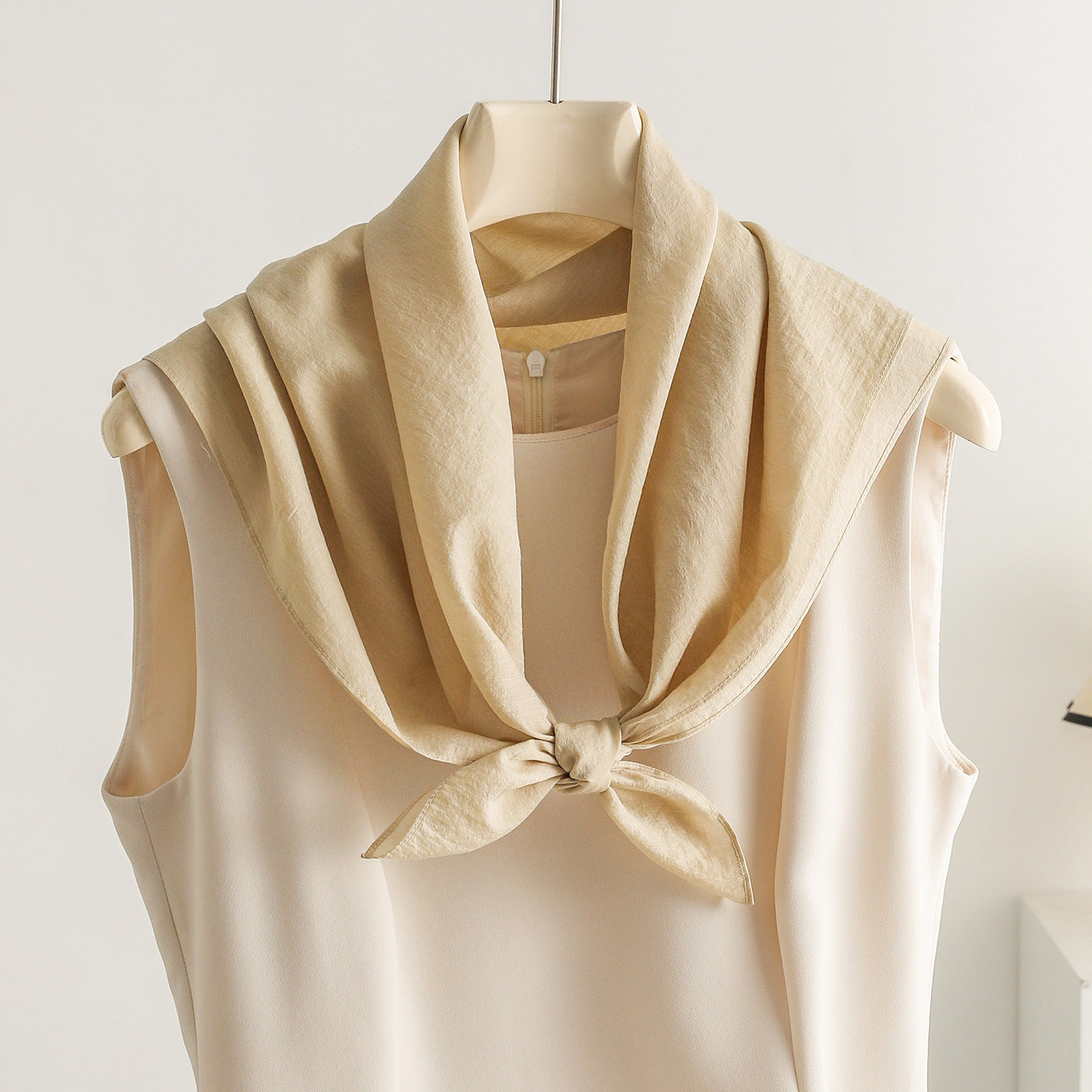 Commute Bandana In White Artificial Fiber, Summer Silk Scarf For Stylish Comfort
