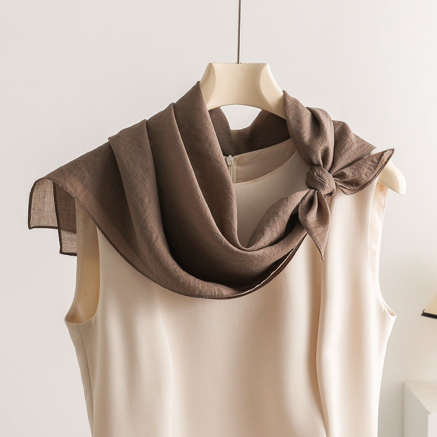 Commute Bandana In White Artificial Fiber, Summer Silk Scarf For Stylish Comfort