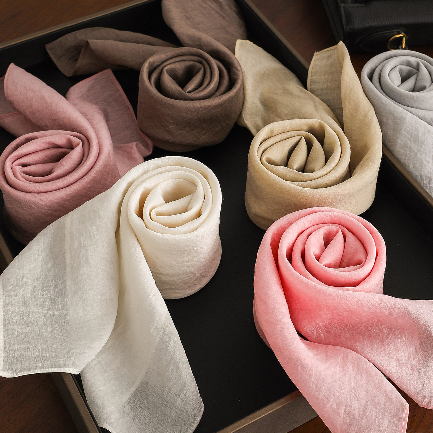 Commute Bandana In White Artificial Fiber, Summer Silk Scarf For Stylish Comfort