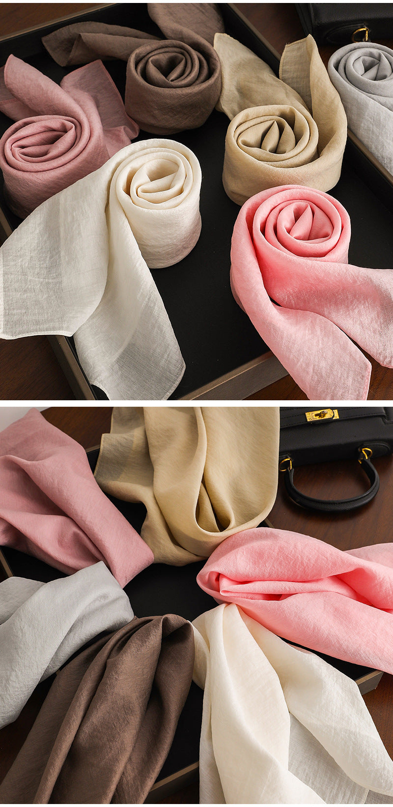 Commute Bandana In White Artificial Fiber, Summer Silk Scarf For Stylish Comfort