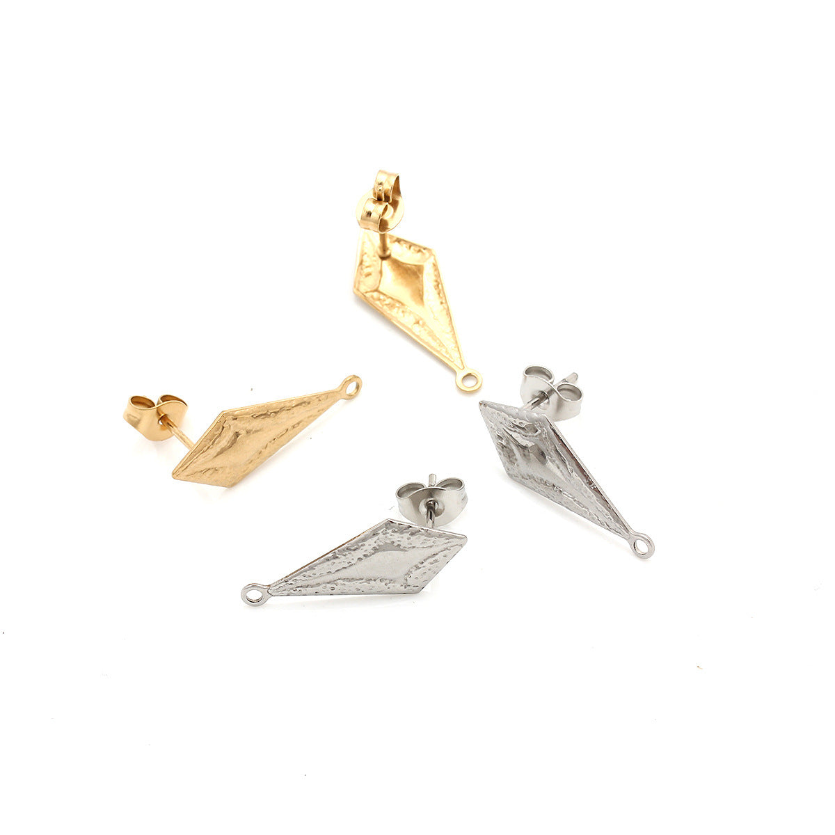 Geometric Titanium Steel Earring Findings With Electroplated 18K Real Gold PVD Coated Finish, 1 PCS/Package