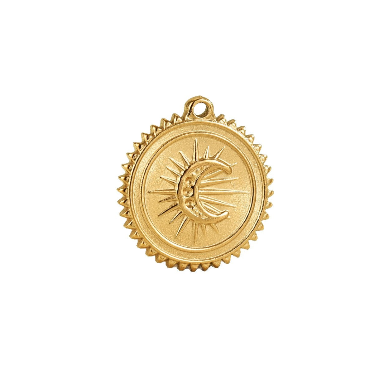 Moon Pendant In Metal With Real Gold Plated Electroplated Finish, Retro Style Jewelry Accessories In Gold