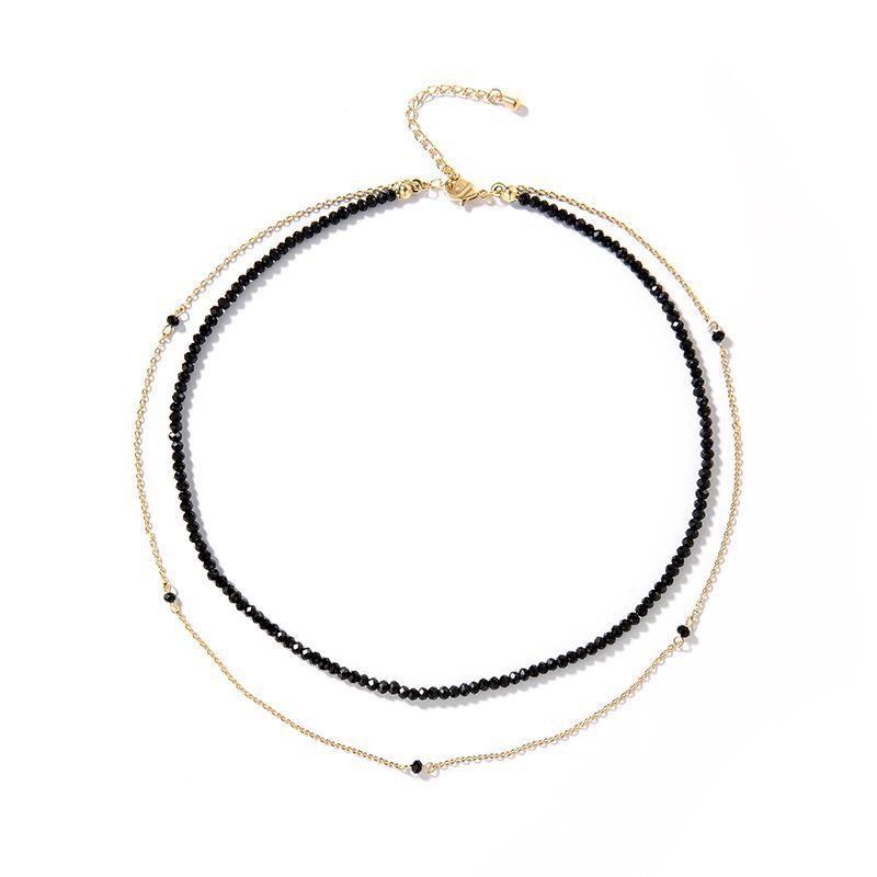 New Style Geometric Choker Necklace With Alloy Ball Chain And Crystal Inlay Pendant