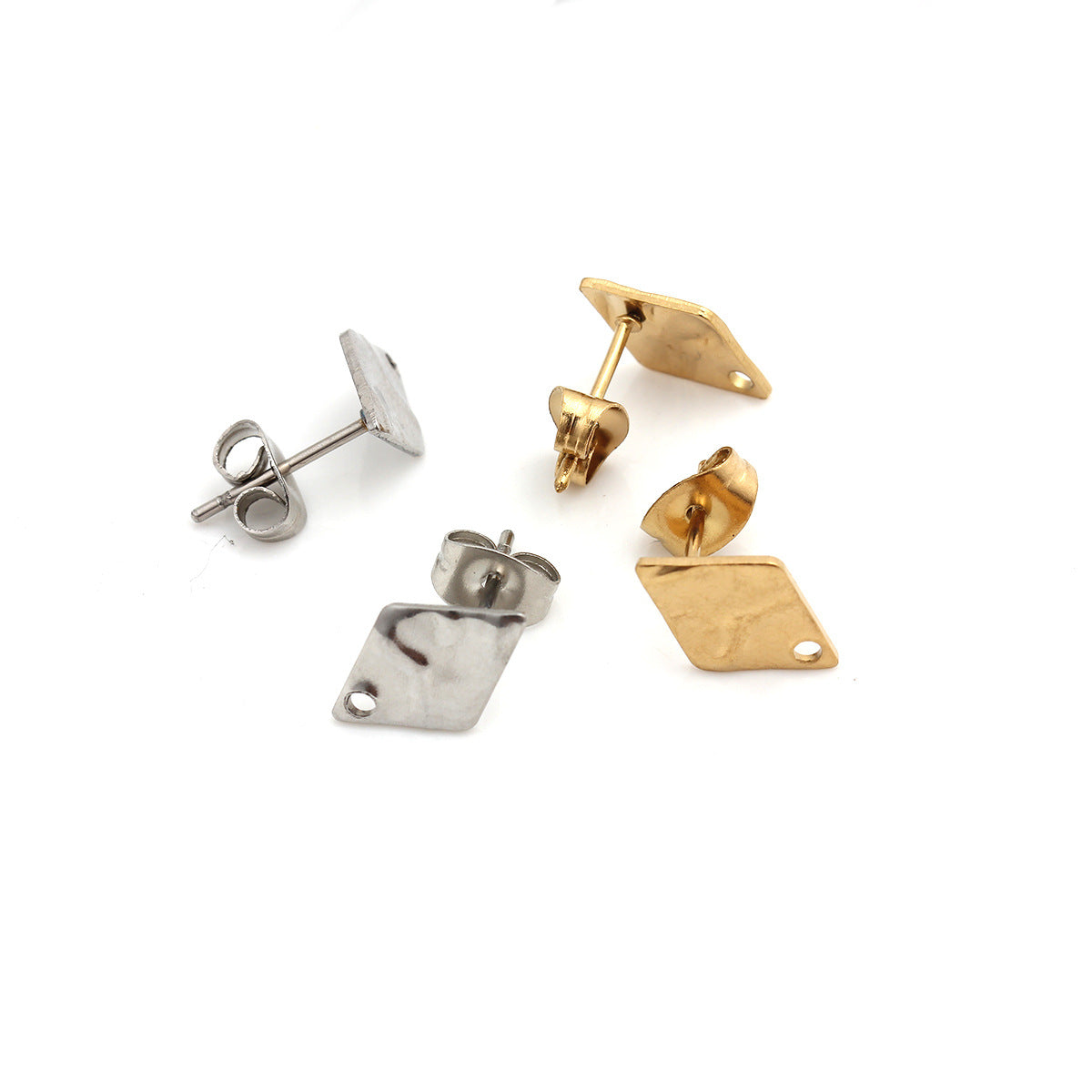 Geometric Titanium Steel Earring Findings With Electroplated 18K Real Gold PVD Coated Finish, 1 PCS/Package