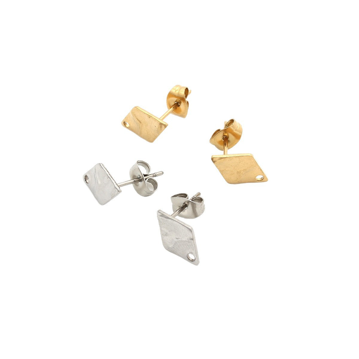 Geometric Titanium Steel Earring Findings With Electroplated 18K Real Gold PVD Coated Finish, 1 PCS/Package