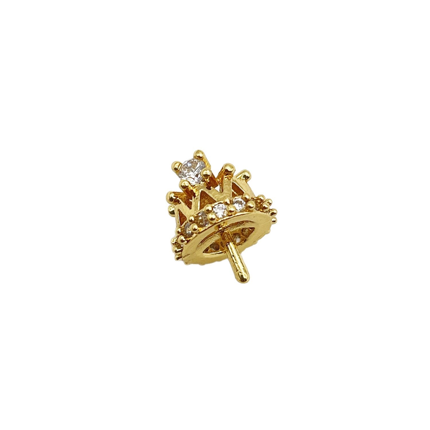 Copper Crown Pendant With Zircon Inlay, 18K Real Gold Plated And Electroplated Finish In Baroque Style