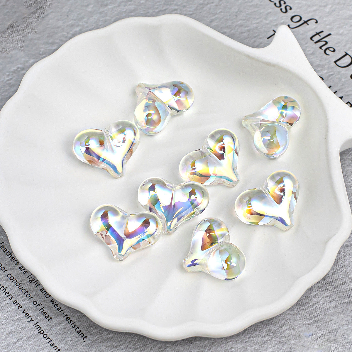 Heart Shape Acrylic Beads With Electroplated Finish, Transparent Jewelry Accessories For Commute Style