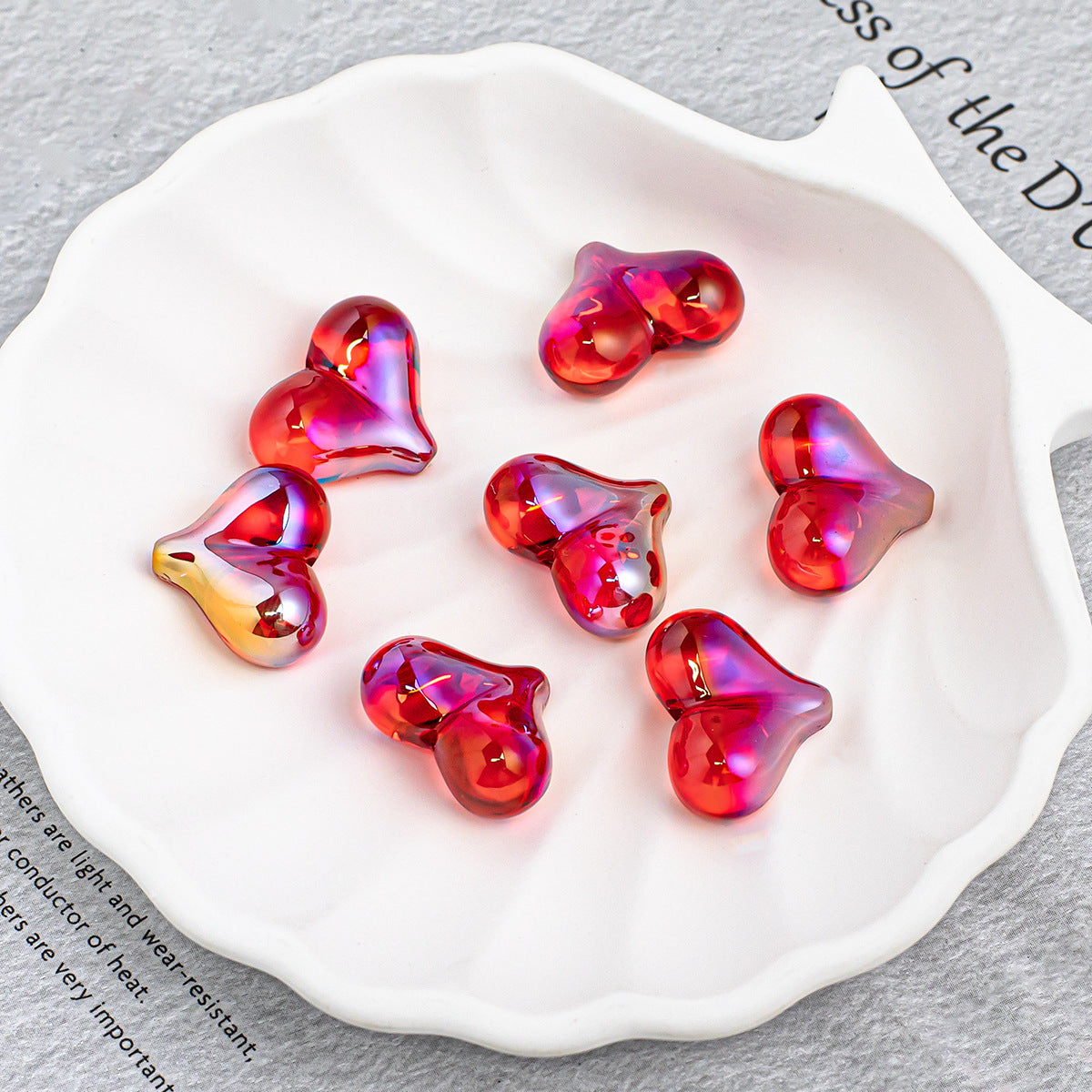 Heart Shape Acrylic Beads With Electroplated Finish, Transparent Jewelry Accessories For Commute Style