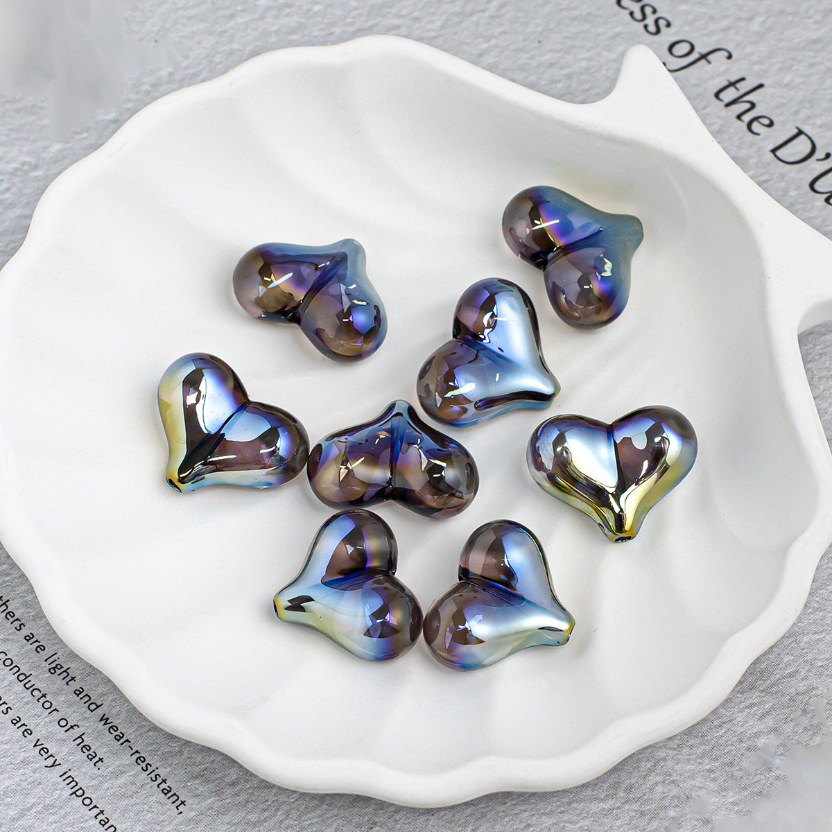 Heart Shape Acrylic Beads With Electroplated Finish, Transparent Jewelry Accessories For Commute Style