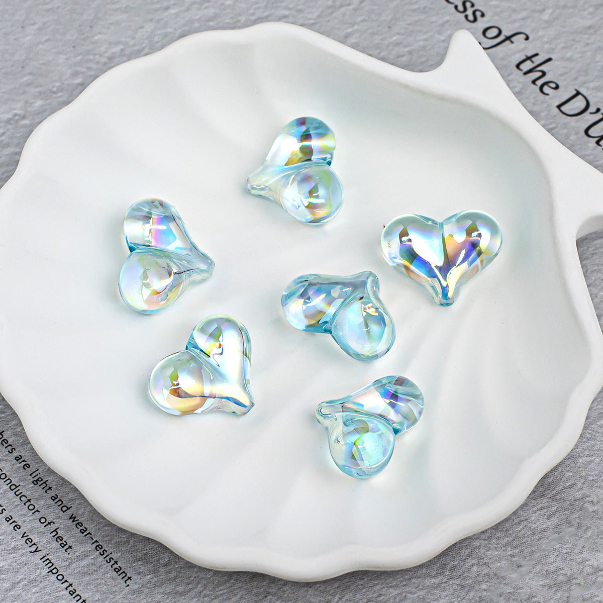 Heart Shape Acrylic Beads With Electroplated Finish, Transparent Jewelry Accessories For Commute Style