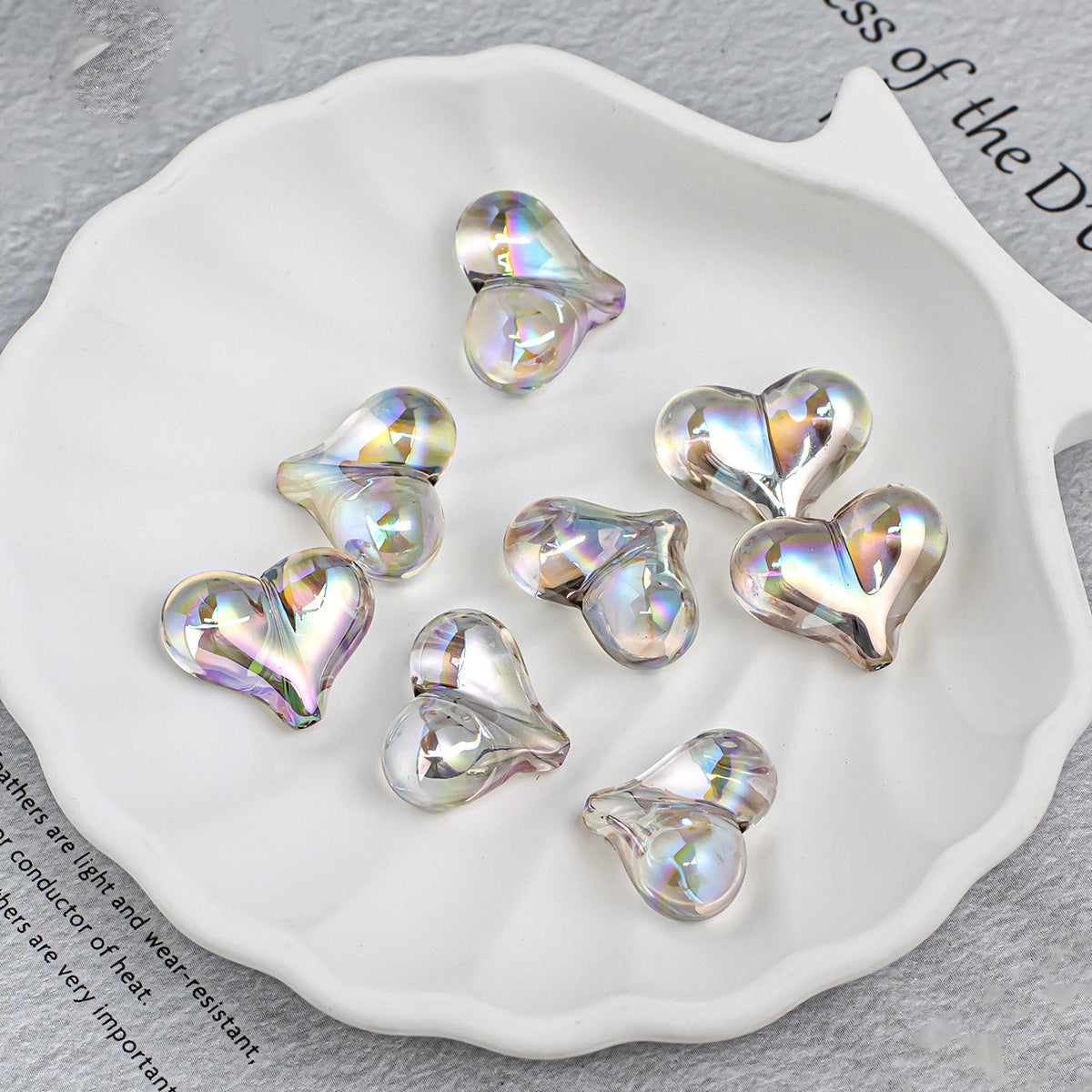 Heart Shape Acrylic Beads With Electroplated Finish, Transparent Jewelry Accessories For Commute Style