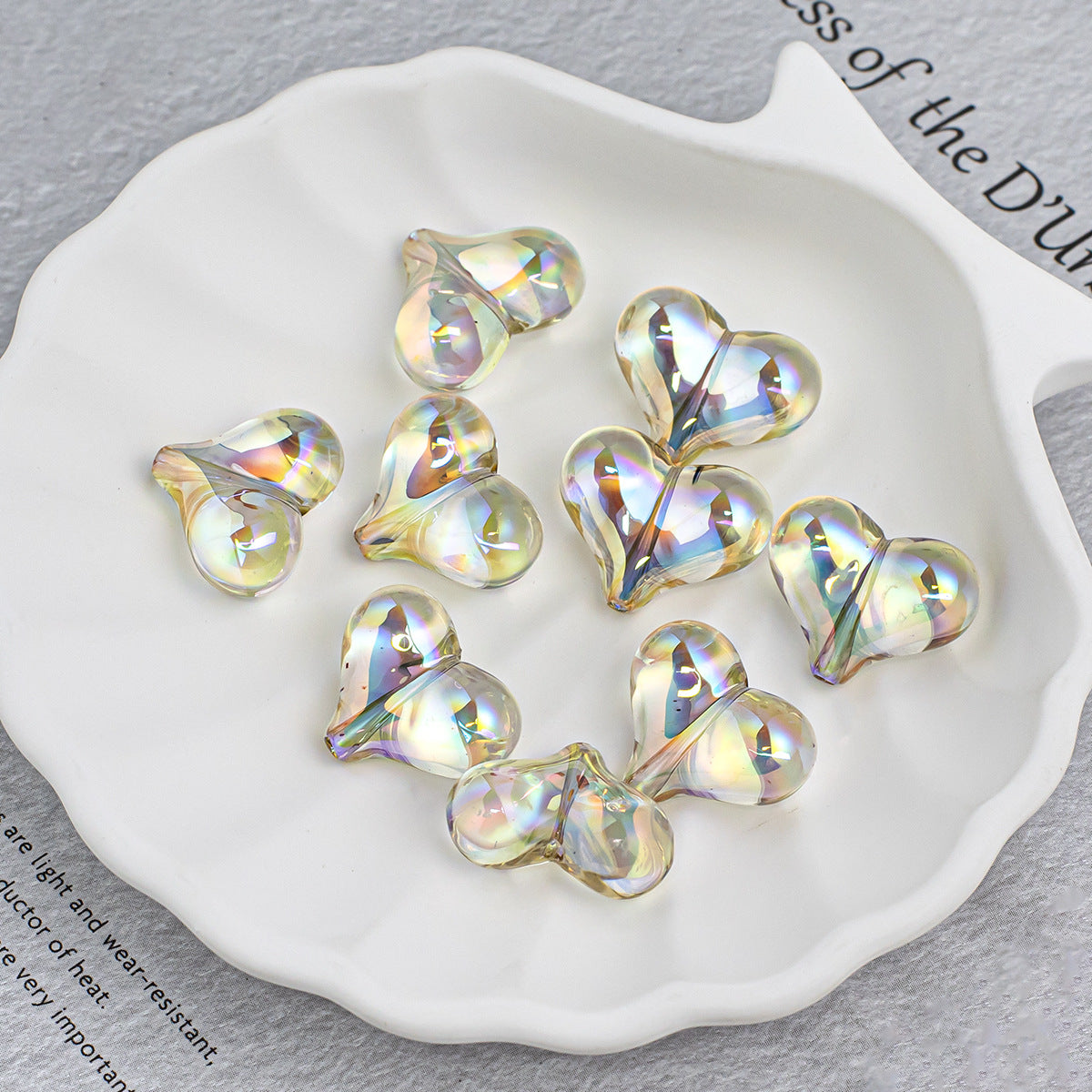 Heart Shape Acrylic Beads With Electroplated Finish, Transparent Jewelry Accessories For Commute Style