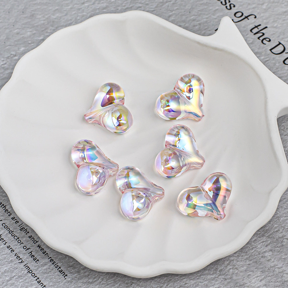 Heart Shape Acrylic Beads With Electroplated Finish, Transparent Jewelry Accessories For Commute Style