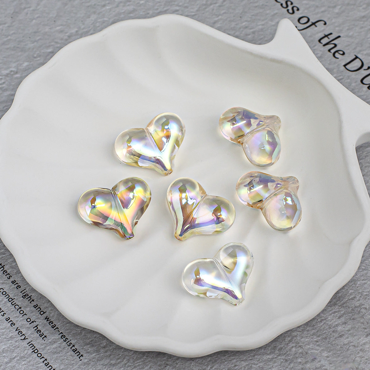 Heart Shape Acrylic Beads With Electroplated Finish, Transparent Jewelry Accessories For Commute Style