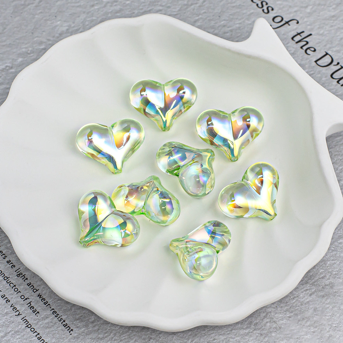Heart Shape Acrylic Beads With Electroplated Finish, Transparent Jewelry Accessories For Commute Style