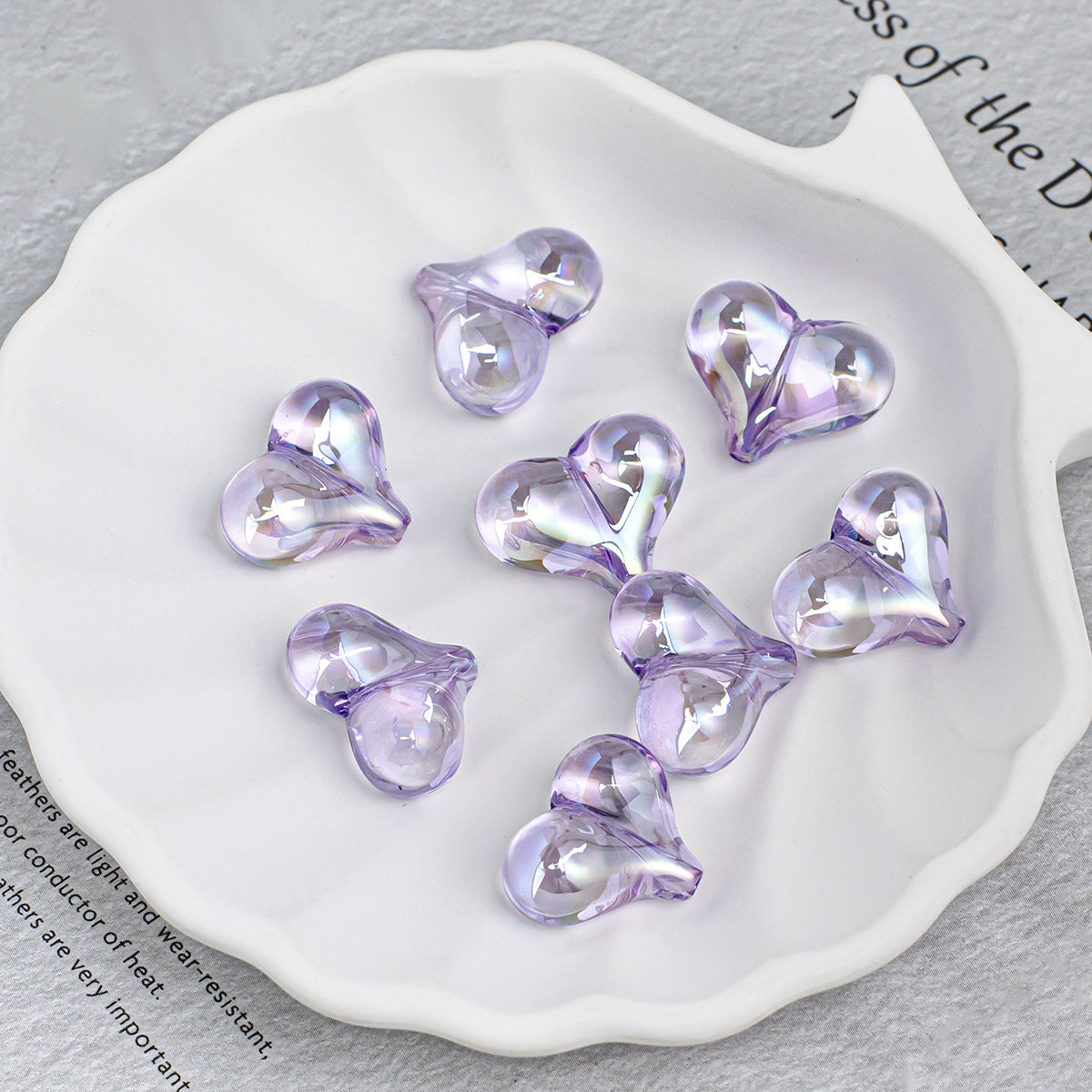 Heart Shape Acrylic Beads With Electroplated Finish, Transparent Jewelry Accessories For Commute Style