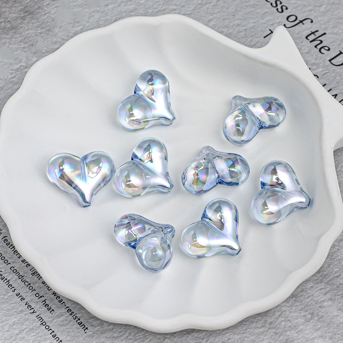 Heart Shape Acrylic Beads With Electroplated Finish, Transparent Jewelry Accessories For Commute Style