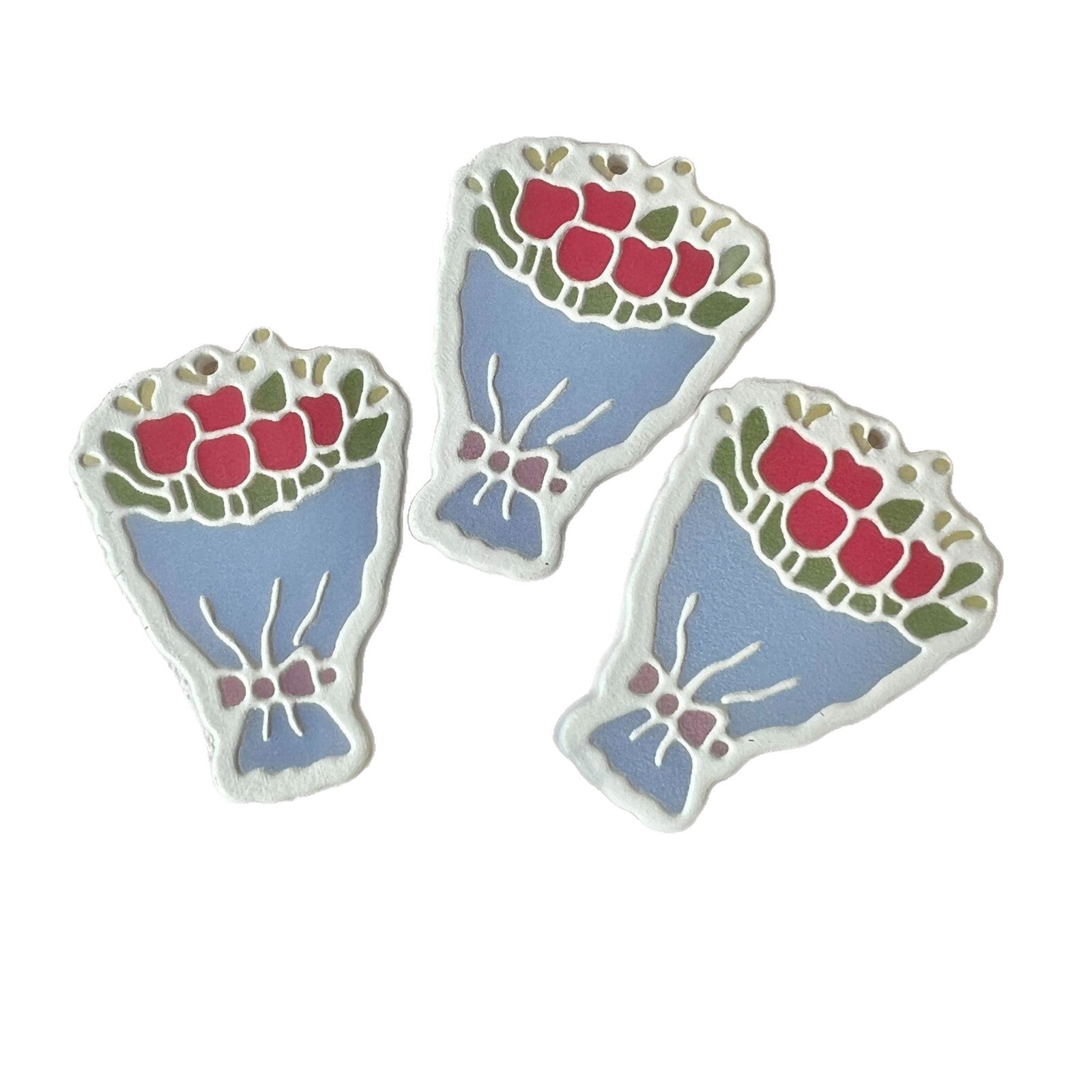 Blue Resin Flower Earring Findings With Printing Craft, Sweet Style Jewelry Accessories