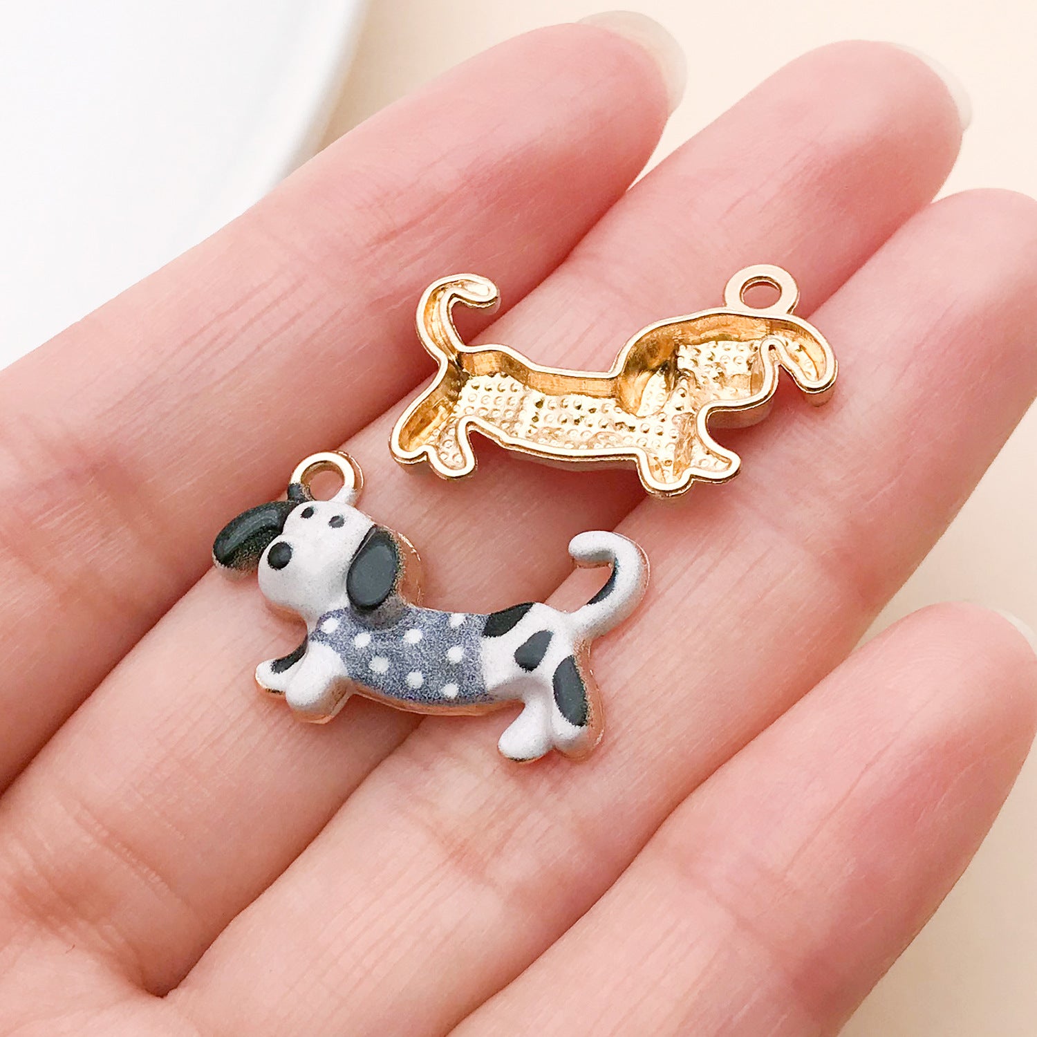 10 PCS Multicolor Enamel Alloy Dog Pendants With Oil Dyeing For Jewelry Making Accessories