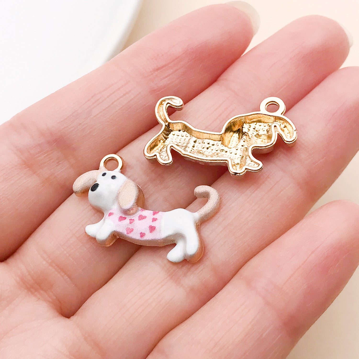 10 PCS Multicolor Enamel Alloy Dog Pendants With Oil Dyeing For Jewelry Making Accessories
