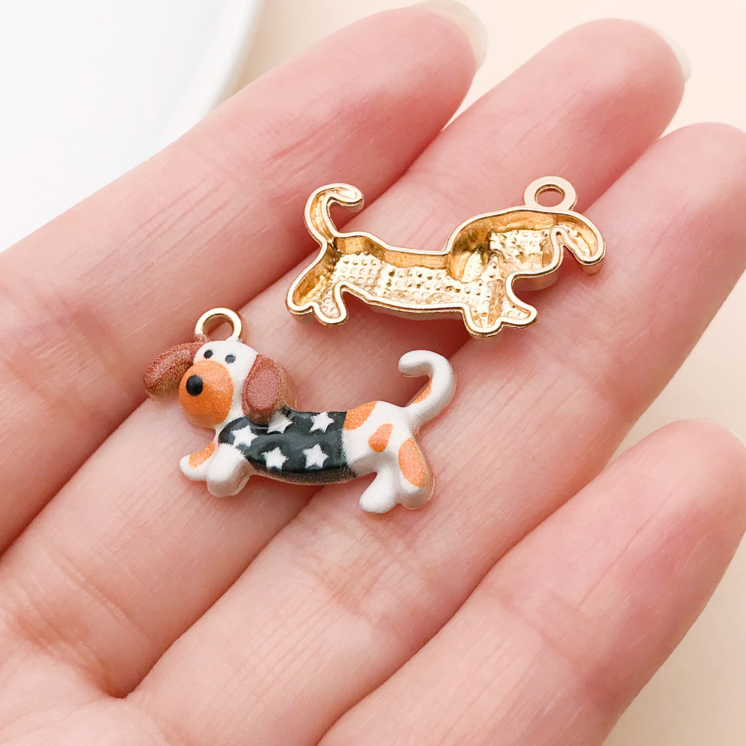 10 PCS Multicolor Enamel Alloy Dog Pendants With Oil Dyeing For Jewelry Making Accessories