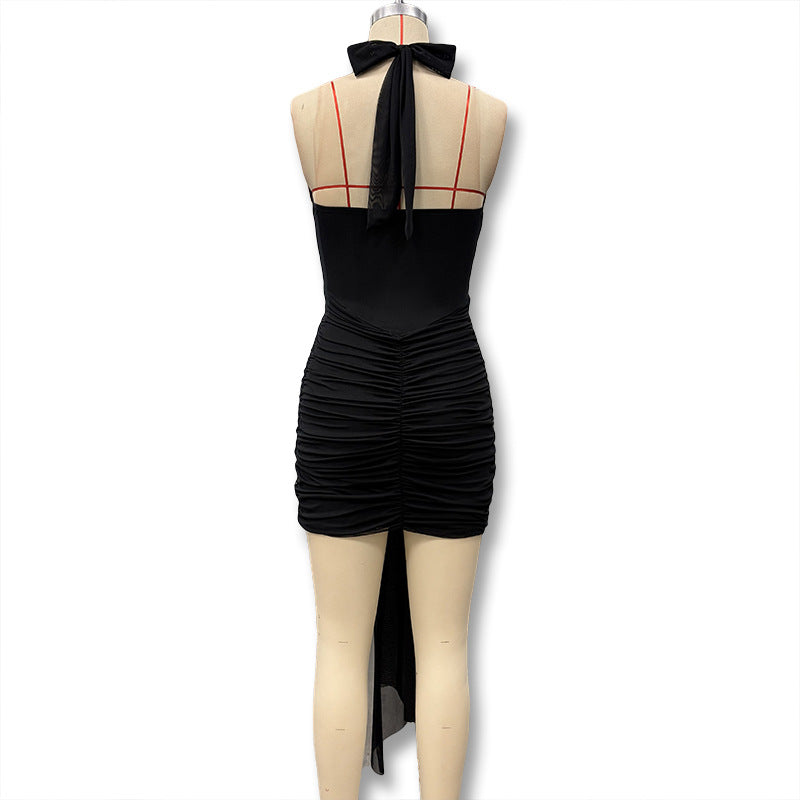 Sexy Cheetah Print Bodycon Dress With Halter Neck Sleeveless Design In Polyester For Daily Wear