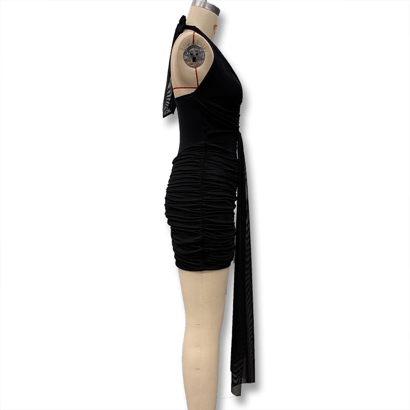 Sexy Cheetah Print Bodycon Dress With Halter Neck Sleeveless Design In Polyester For Daily Wear