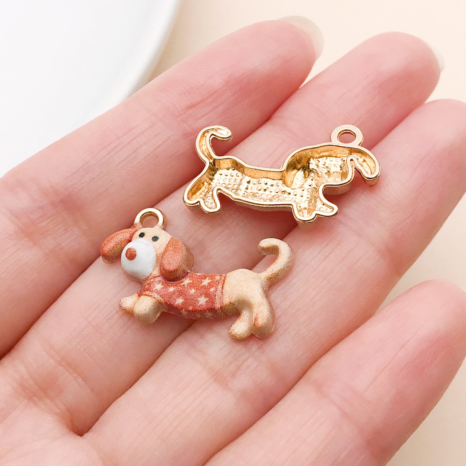 10 PCS Multicolor Enamel Alloy Dog Pendants With Oil Dyeing For Jewelry Making Accessories