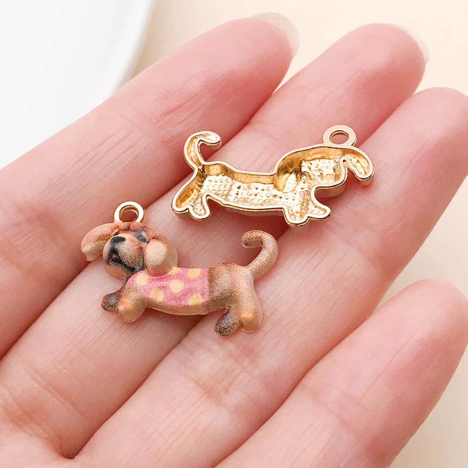 10 PCS Multicolor Enamel Alloy Dog Pendants With Oil Dyeing For Jewelry Making Accessories