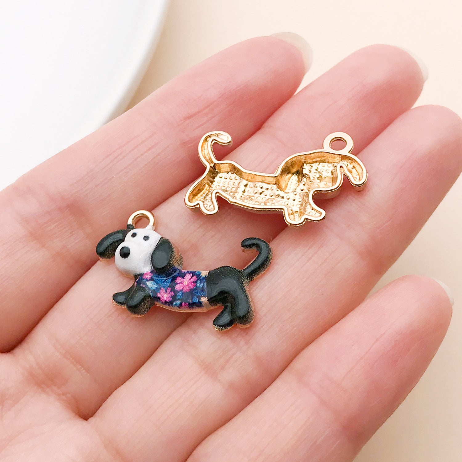 10 PCS Multicolor Enamel Alloy Dog Pendants With Oil Dyeing For Jewelry Making Accessories