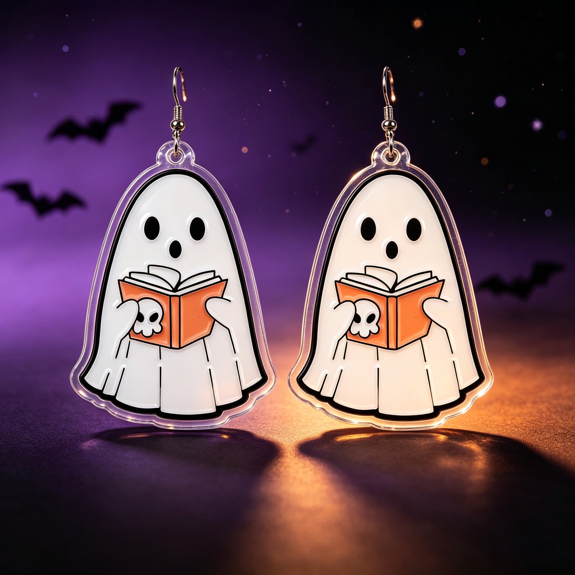 Cute Ghost Acrylic Earrings With Iron Ear Pins, Unisex Halloween Jewelry Accessory