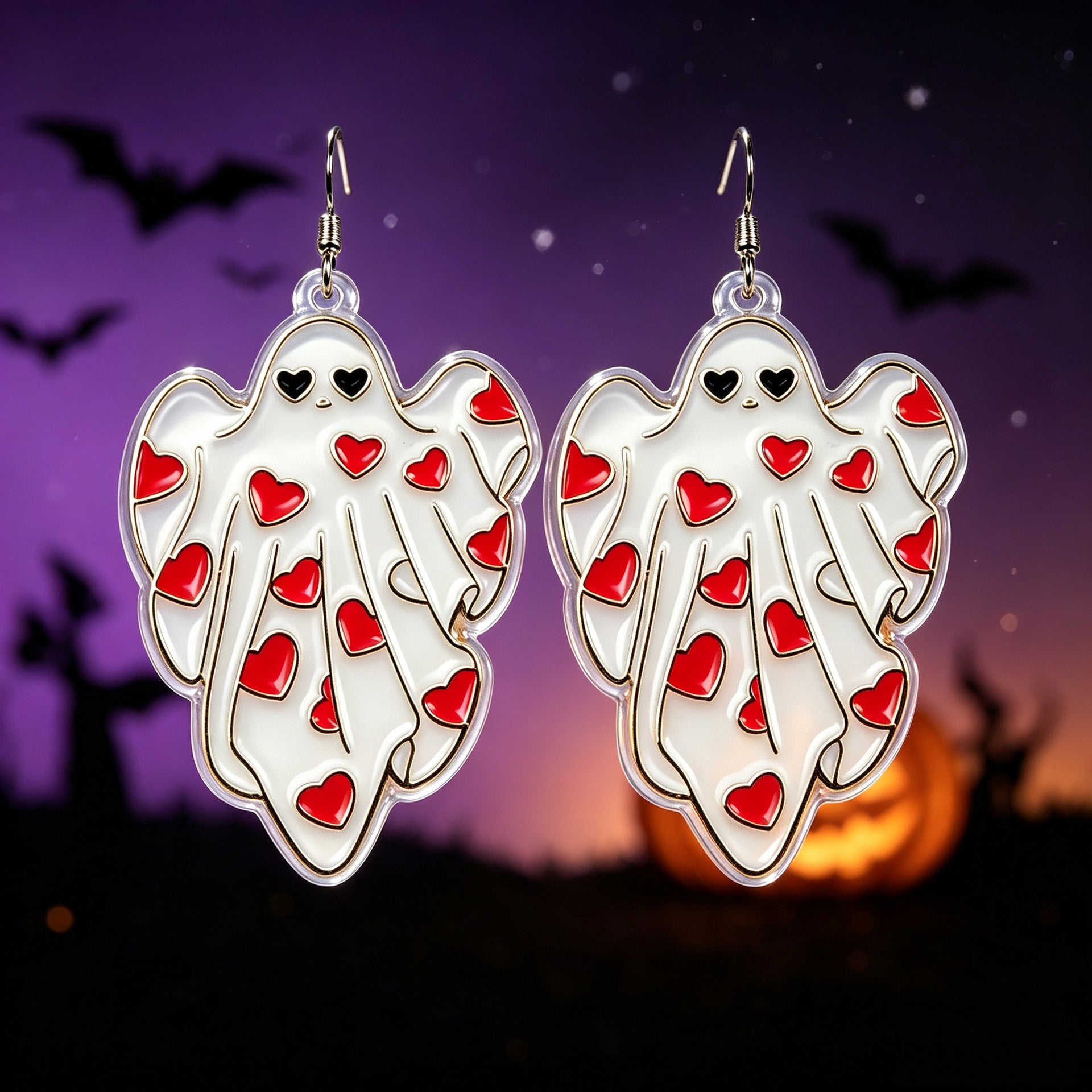 Cute Ghost Acrylic Earrings With Iron Ear Pins, Unisex Halloween Jewelry Accessory