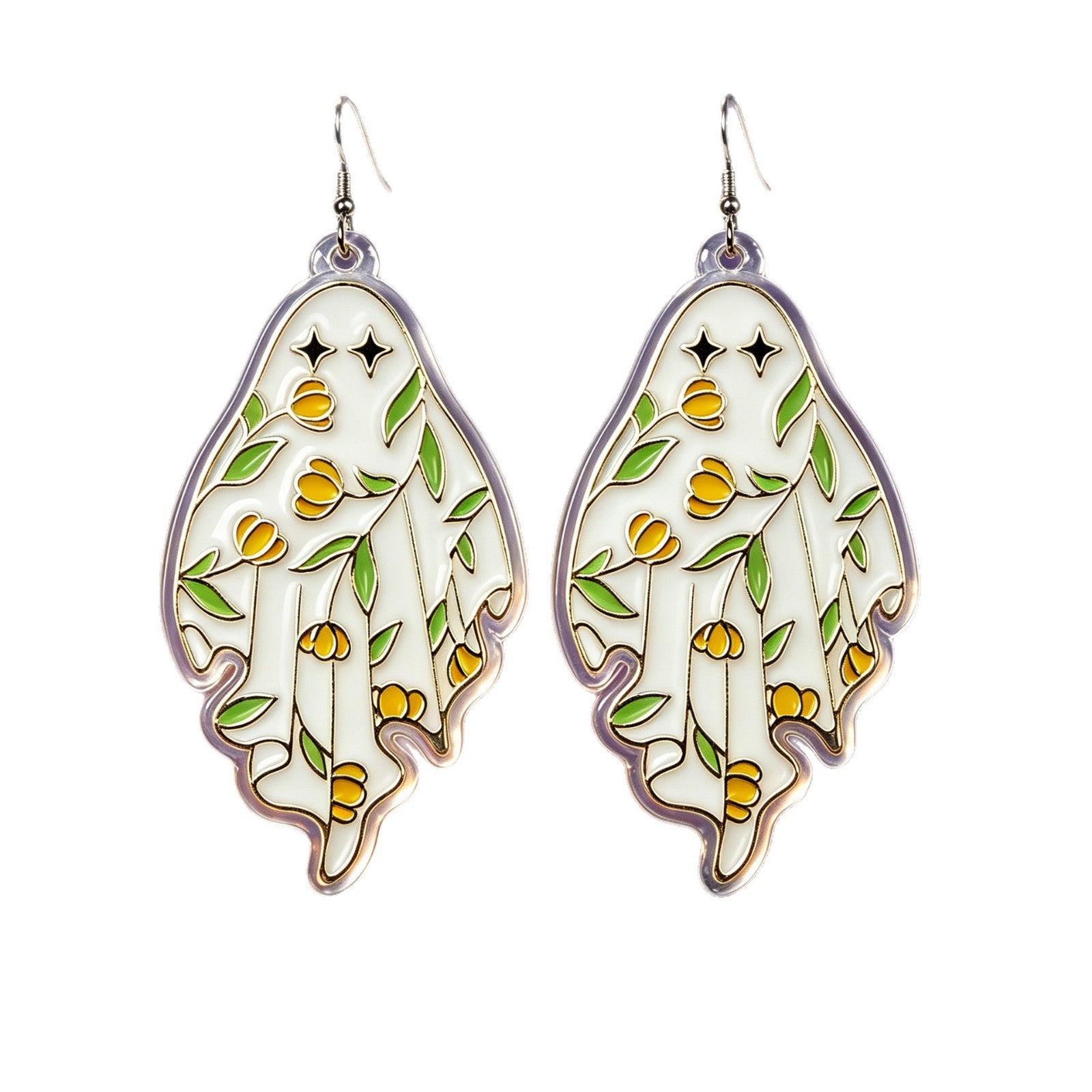 Cute Ghost Acrylic Earrings With Iron Ear Pins, Unisex Halloween Jewelry Accessory