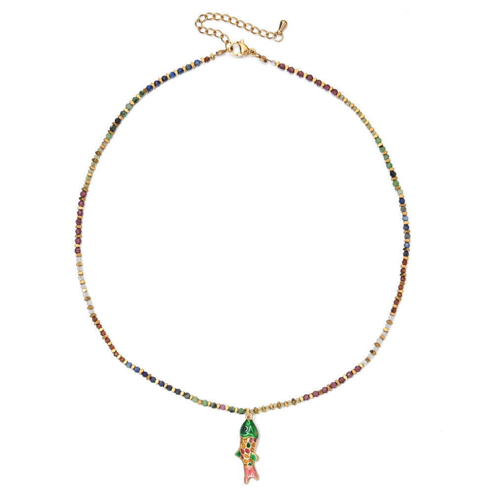Simple Style Carp Beading Necklace For Women With Rope Chain And 304 Stainless Steel Pendant