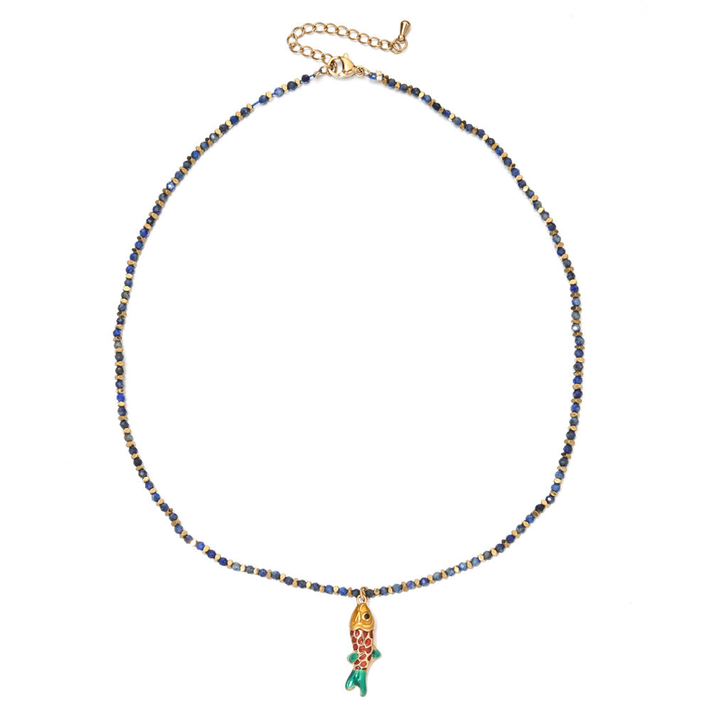 Simple Style Carp Beading Necklace For Women With Rope Chain And 304 Stainless Steel Pendant
