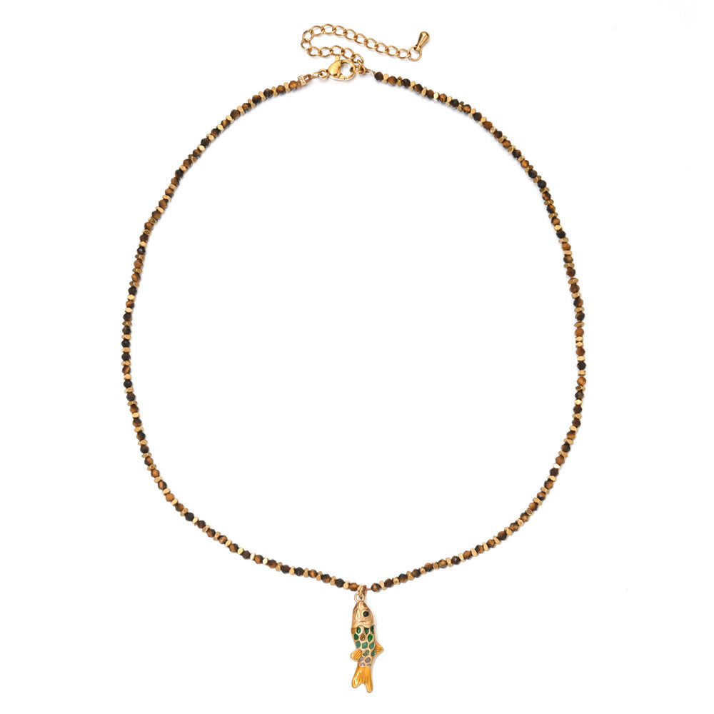 Simple Style Carp Beading Necklace For Women With Rope Chain And 304 Stainless Steel Pendant