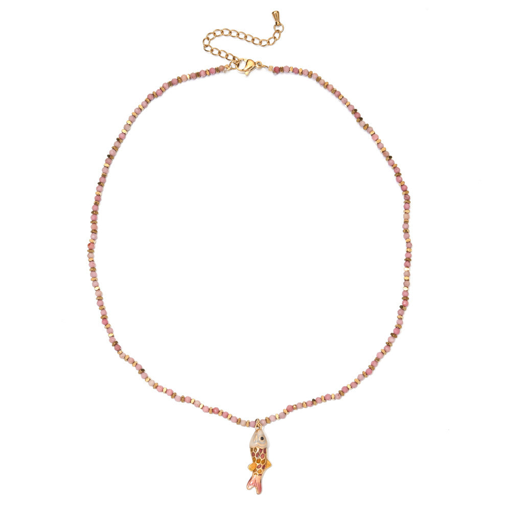 Simple Style Carp Beading Necklace For Women With Rope Chain And 304 Stainless Steel Pendant