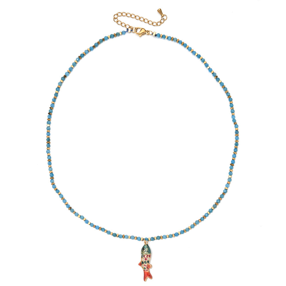 Simple Style Carp Beading Necklace For Women With Rope Chain And 304 Stainless Steel Pendant