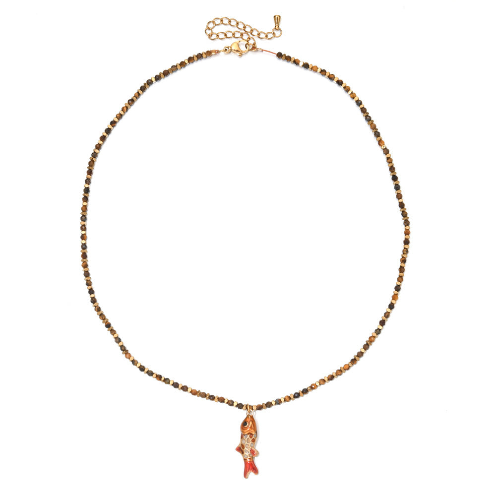 Simple Style Carp Beading Necklace For Women With Rope Chain And 304 Stainless Steel Pendant