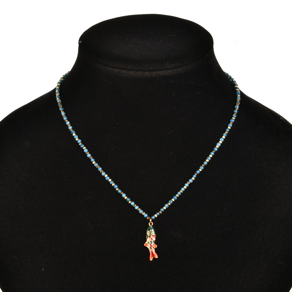 Simple Style Carp Beading Necklace For Women With Rope Chain And 304 Stainless Steel Pendant