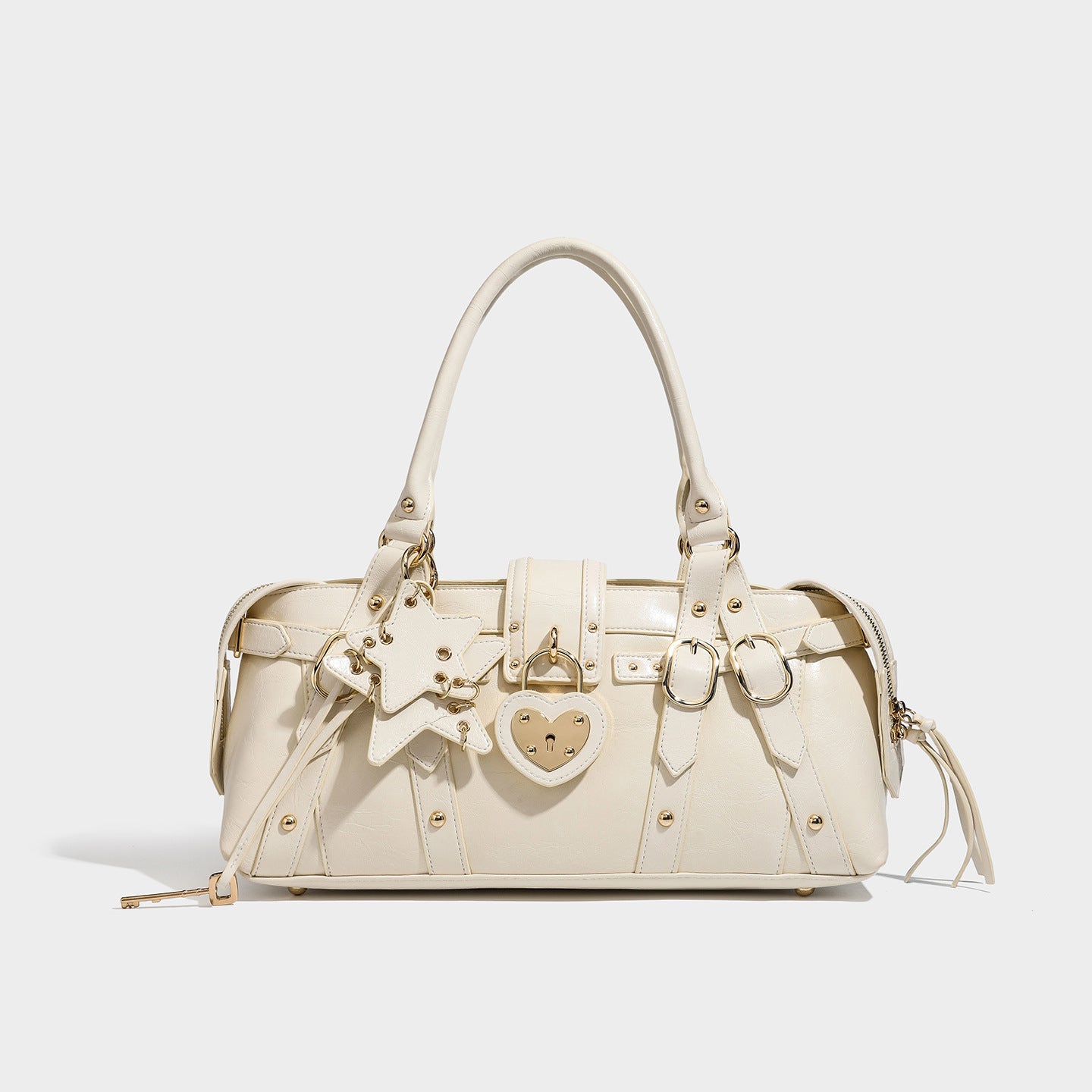 Heart Shape Tote Bag For Women With Rivet Detail, Pillow Shape And Large Capacity, Featuring Single Shoulder Strap