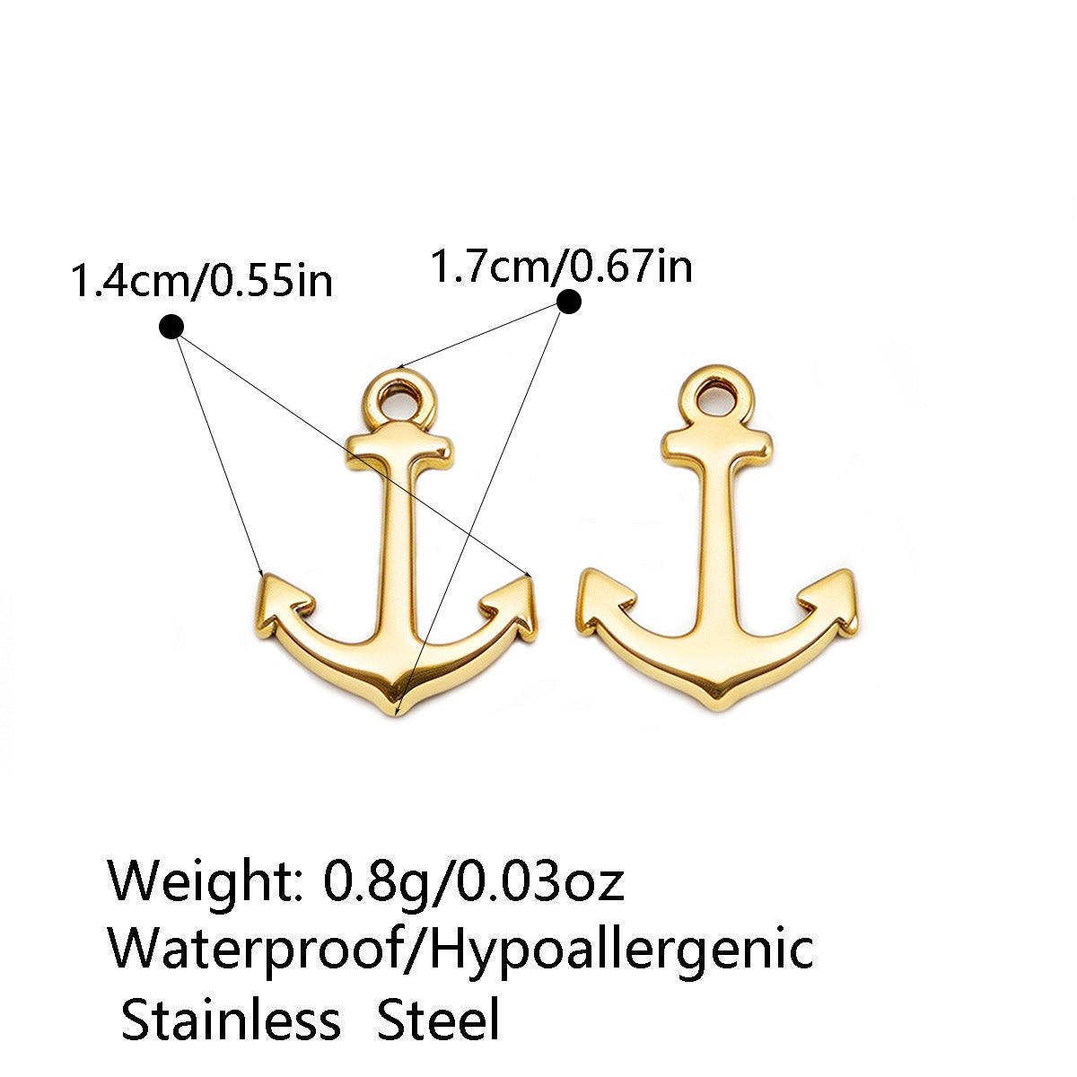 Anchor Pendant In 304 Stainless Steel With Electroplated Finish, Silver Marine Style Jewelry Accessory